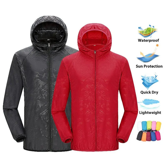 LNGXO Unisex Waterproof Hiking Jacket – Quick Dry Camping Windbreaker, Trekking, Fishing, Anti-UV Rain Coat for Men & Women