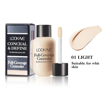 Waterproof Liquid Concealer Foundation – Full Coverage Cream for Acne, Scars, Dark Circles & Face Makeup Base