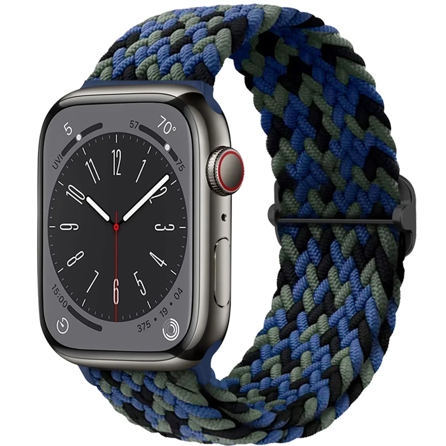 Braided Solo Loop Apple Watch Ultra Band – Elastic Nylon Adjustable Sport Bracelet Strap for iWatch SE, Series 3–9 (38mm–49mm)