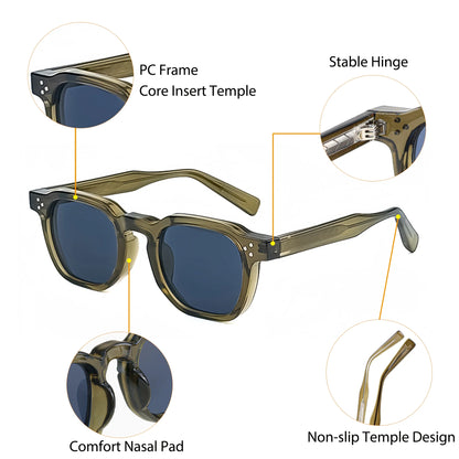 CATERSIDE Retro Punk Square Sunglasses – 2-Piece Fashion Set for Men & Women, Party & Festival Gift Glasses