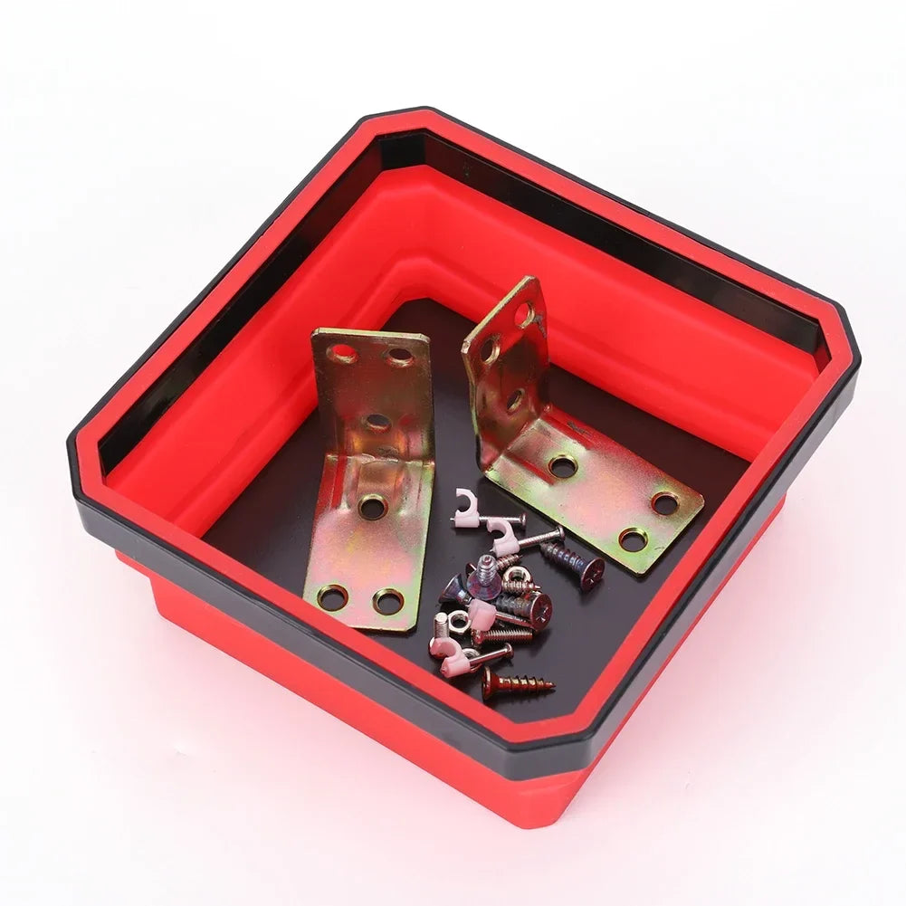5-Inch Collapsible Magnetic Screw Tray - Silicone Tool Parts Storage Bowl for Plumbers, Carpenters & Mechanics