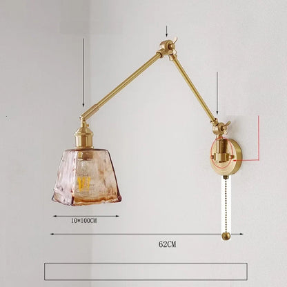 IWHD 2022 Ceramic Copper LED Wall Lamp — Adjustable Swinging Long Arm Light for Bedroom & Living Room