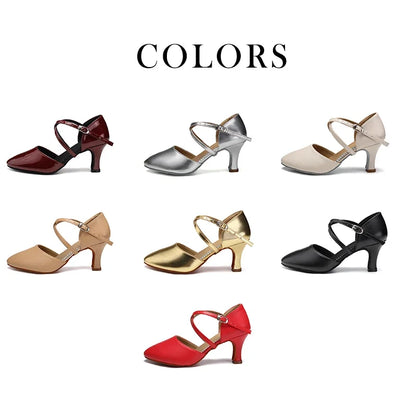 DKZSYIM Women’s Dance Shoes - Latin Tango Jazz Party Dancing Shoes with Lace-Up Closure, Suede Sole, Closed Toe & Microfiber Leather, 7 Colors