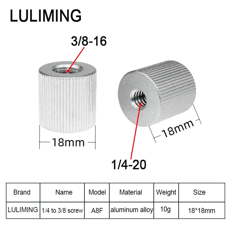 1/4 to 3/8 Inch Camera Screw Adapter - 5/8-27 Microphone Thread Converter for Tripod Ball Head Photography Accessories