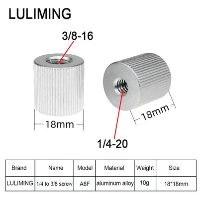 1/4 to 3/8 Inch Camera Screw Adapter - 5/8-27 Microphone Thread Converter for Tripod Ball Head Photography Accessories