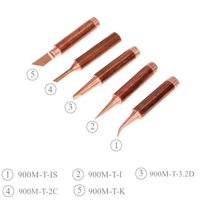 5pcs 900M-T Copper Soldering Iron Tips - Lead-Free Welding Heads for BGA Repair Tools