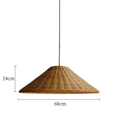 Vintage Rattan Pendant Light - Handwoven Wicker Ceiling Hanging Lamp for Dining Room & Kitchen Decor