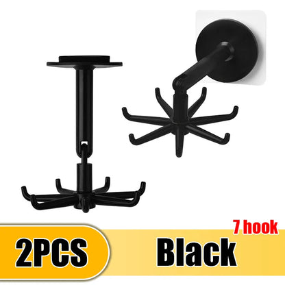 Kitchen 7-Claw Rotatable Hook Rack – 360° Multi-Purpose Spoon & Utensil Hanger, Storage Organizer Accessories