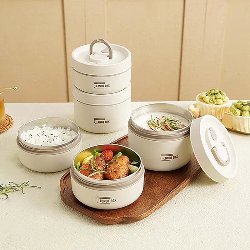 Portable Insulated Lunch Container Set – 3 Stackable Thermal Food Storage Boxes for Adults & Kids