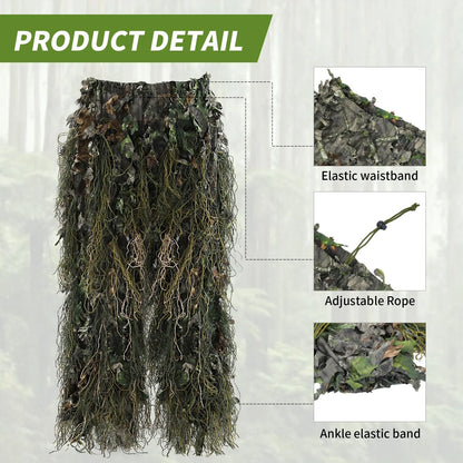 JOAXOR 3D Ghillie Suit - Leafy Woodland Camouflage Hunting Suit for Men, Outdoor Stealth & Tactical Gear