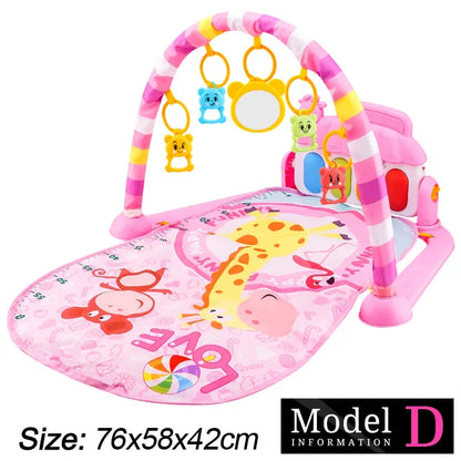 Baby Fitness Play Gym - Newborn Piano Activity Mat with Music, Crawling Blanket & Early Education Toys 0-36 Months