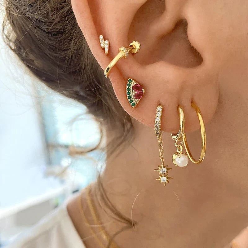 925 Sterling Silver Gold Tassel Earrings - Vintage Crystal Long Chain Hoop Jewelry for Women