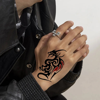 30pcs Black Temporary Tattoo Stickers - Flower Butterfly Rose Moon Star Mandala Designs for Hand, Chest & Body Art