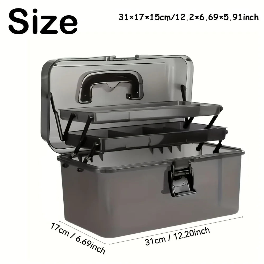 Large Capacity Fishing Gear Storage Box - Durable Black Transparent PE Tackle Organizer with Safety Lock