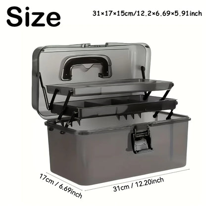 Large Capacity Fishing Gear Storage Box - Durable Black Transparent PE Tackle Organizer with Safety Lock