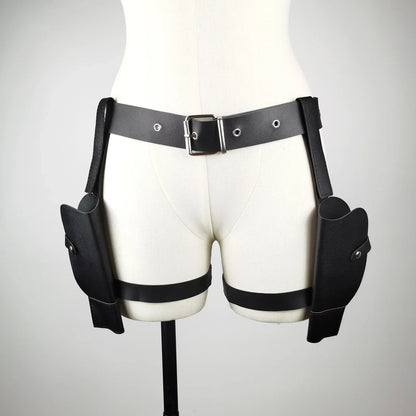 Ancient Tombs Lara Gun Holster Belt – Women’s Western Denim Cosplay Belt for Role-Playing & Costume Guns Holder