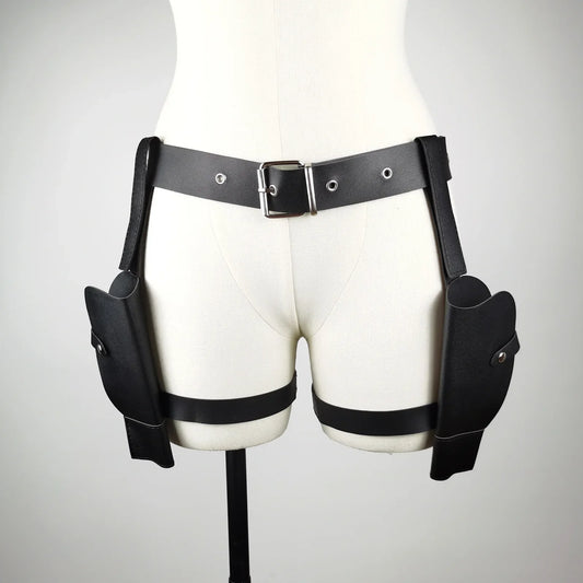 Ancient Tombs Lara Gun Holster Belt – Women’s Western Denim Cosplay Belt for Role-Playing & Costume Guns Holder
