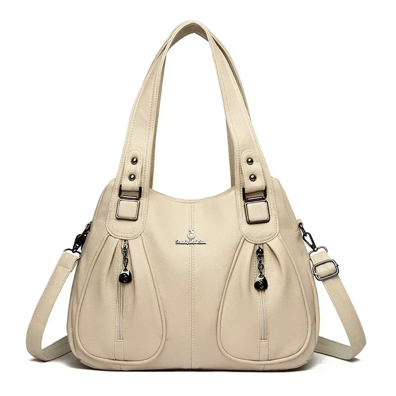 Luxury Women’s Leather Casual Tote Bag – High Quality Large Shoulder & Crossbody Handbag