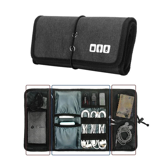 Electronic Organizer Cord Pouch - Travel Cable Charger Bag for USB Cables, Phone Accessories, and Tech Storage