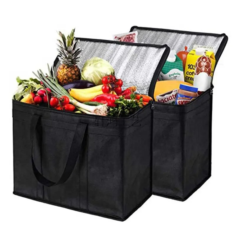 Portable Insulated Cooler Bag — Folding Zipper Picnic Bag for Outdoor Camping, BBQ, Travel & Catering