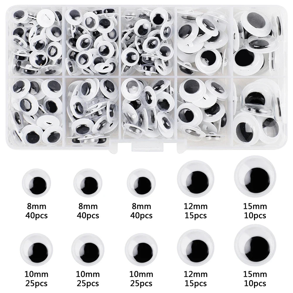 Multi-Size Googly Eyes Craft Kit - Self Adhesive & Sew On Plastic Eyes for Kids Handmade Projects