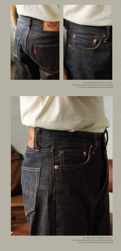 Red Tornado 55501 Men’s Jeans – Relaxed Straight Fit Raw Selvedge Denim Amekaji Style Pants