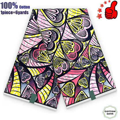 African Real Wax Fabric - High Quality 100% Cotton Ankara Pagne for Women’s Dresses