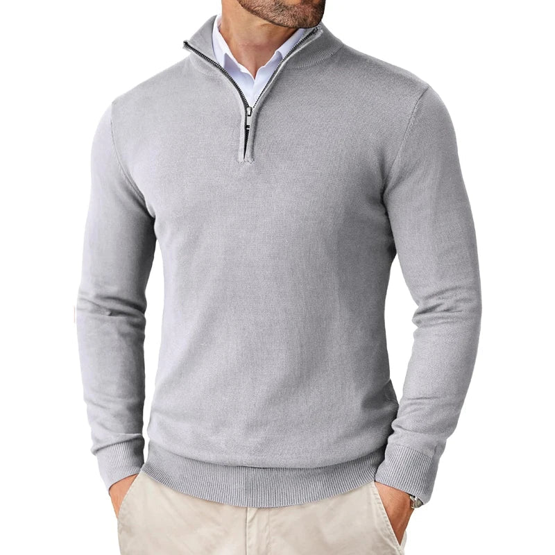 Men's Quarter Zip Sweater - Slim Fit Lightweight Mock Neck Knitted Pullover Casual Outdoor Streetwear Top