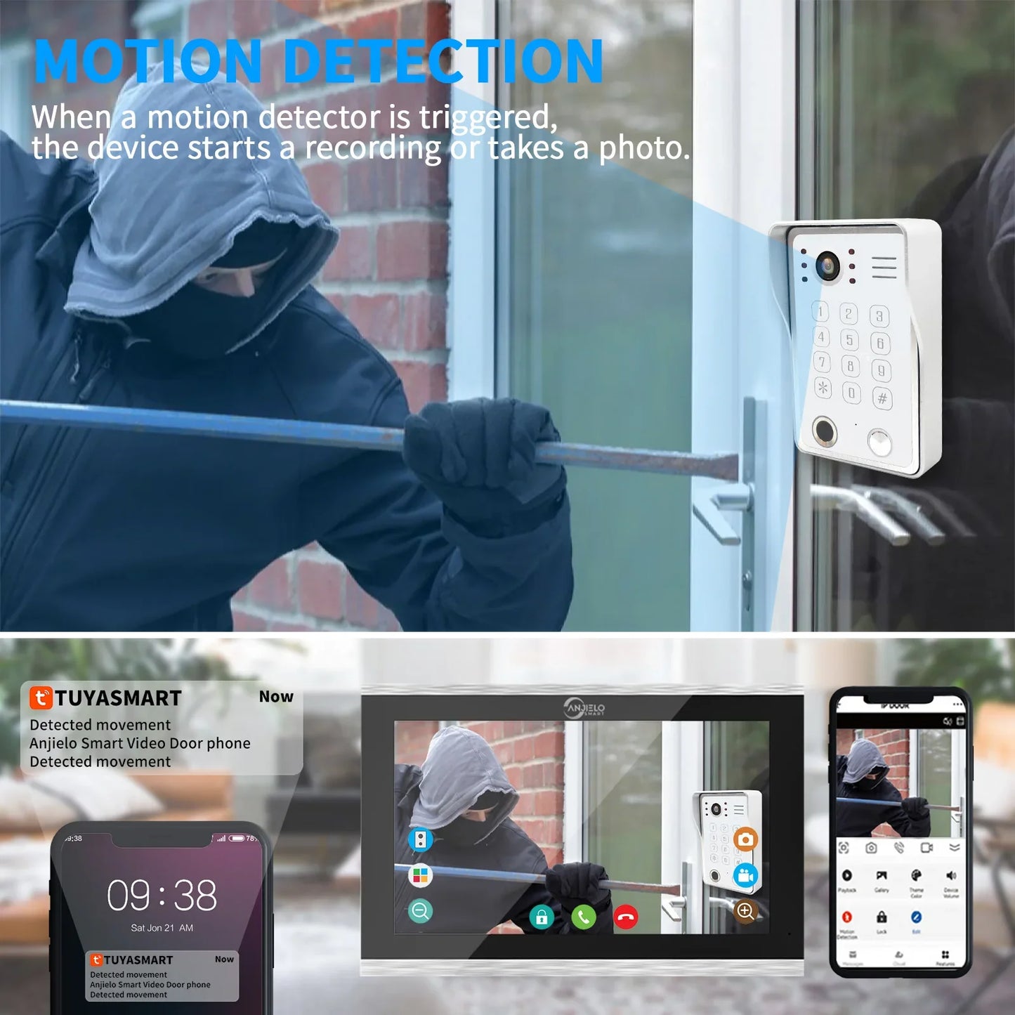 Fingerprint 5-in-1 WiFi Video Doorbell — Tuya Smart 1080P Touch Intercom System for Home Security