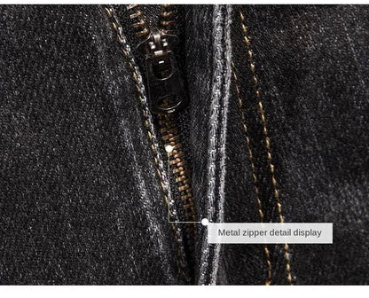 Luxury Korean Streetwear Slim Fit Denim Jeans – Punk Style with 3D Embroidery for Spring & Autumn