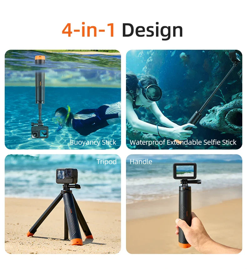 TELESIN Floating Underwater Selfie Stick Tripod – Extendable Buoyancy Pole for GoPro, Insta360, DJI Osmo Action Cameras