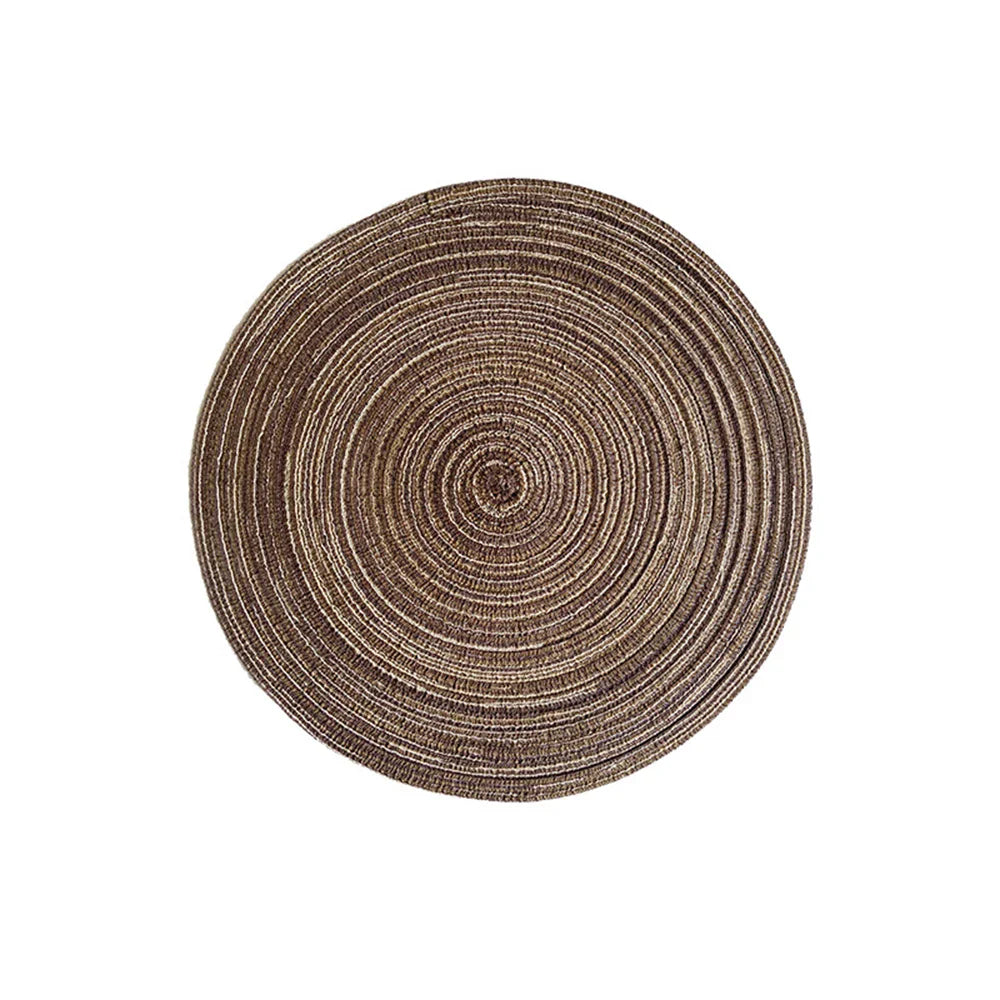 4pcs Round Woven Ramie Table Mats – Non-Slip Placemats for Dining, Bowls, Cups, and Kitchen Use
