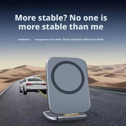 Magnetic Car Phone Holder - Foldable Anti-Shake Dashboard Mount for Navigation