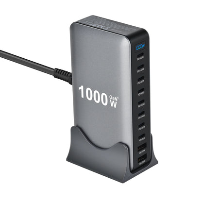 1000W 10-Port GaN Desktop Charger – 140W PD Fast Charging for MacBook Pro, 100W for Phone & Tablet, Multi-Port USB Hub Station