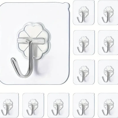 Transparent Heavy Duty Self-Adhesive Wall Hooks – Multi-Purpose Key & Towel Holder for Kitchen and Bathroom