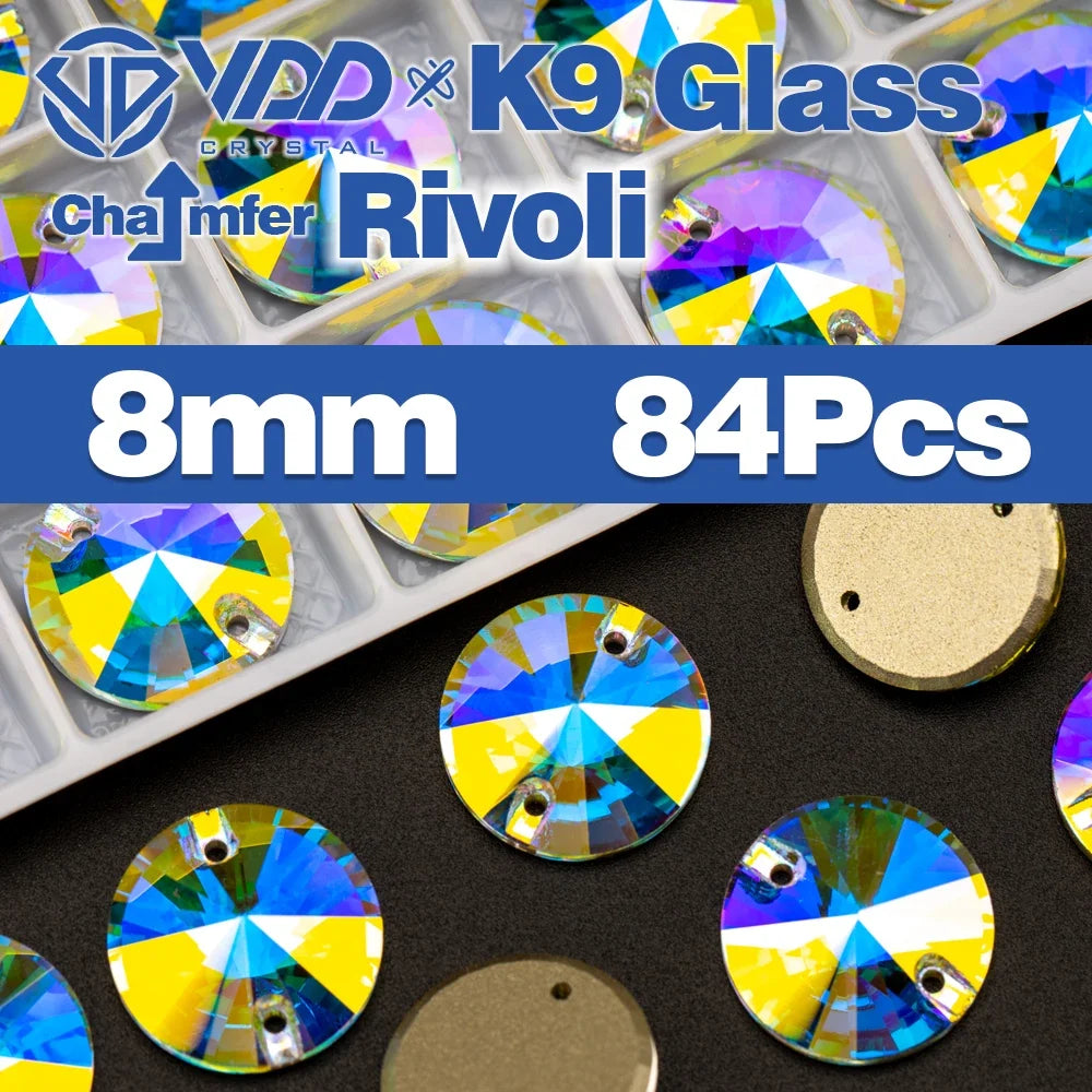AAAAA K9 Glass Sew-On Rhinestones - AB Crystal Flatback Stones for Wedding Dress & Clothing Accessories