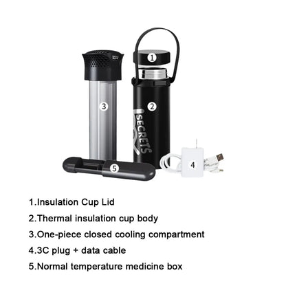 Rechargeable Insulin Refrigerated Cup - Portable Medicine Cooler with LCD Digital Display