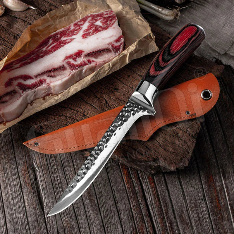 Handmade Stainless Steel Chef Boning Knife - Sharp Meat Cleaver, Fishing Knife, and Butcher Tool for Slicing