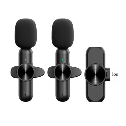 Basix Mini Wireless Lavalier Microphone - Noise Cancelling Portable Mic for iPhone Android Camera Live Interviews