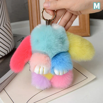 15cm Rabbit Fur Keychain – Fluffy Bunny Pendant for Women’s Bags, Car Keys & Decorative Accessories Gift