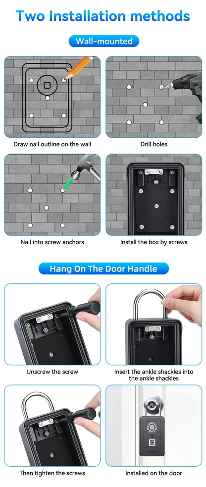 Camluxy Smart Key Box with Fingerprint & Digital Password – Secure Lockbox with IC Card and Combination Code Unlock