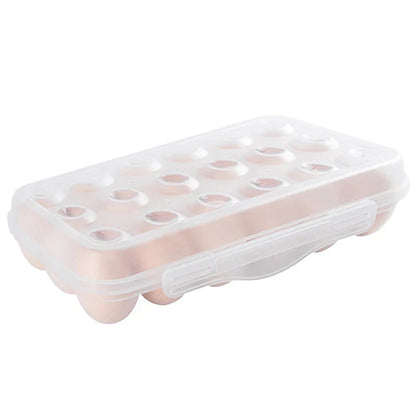 12/18 Grid Egg Storage Box - Refrigerator Egg Organizer Tray with Lid