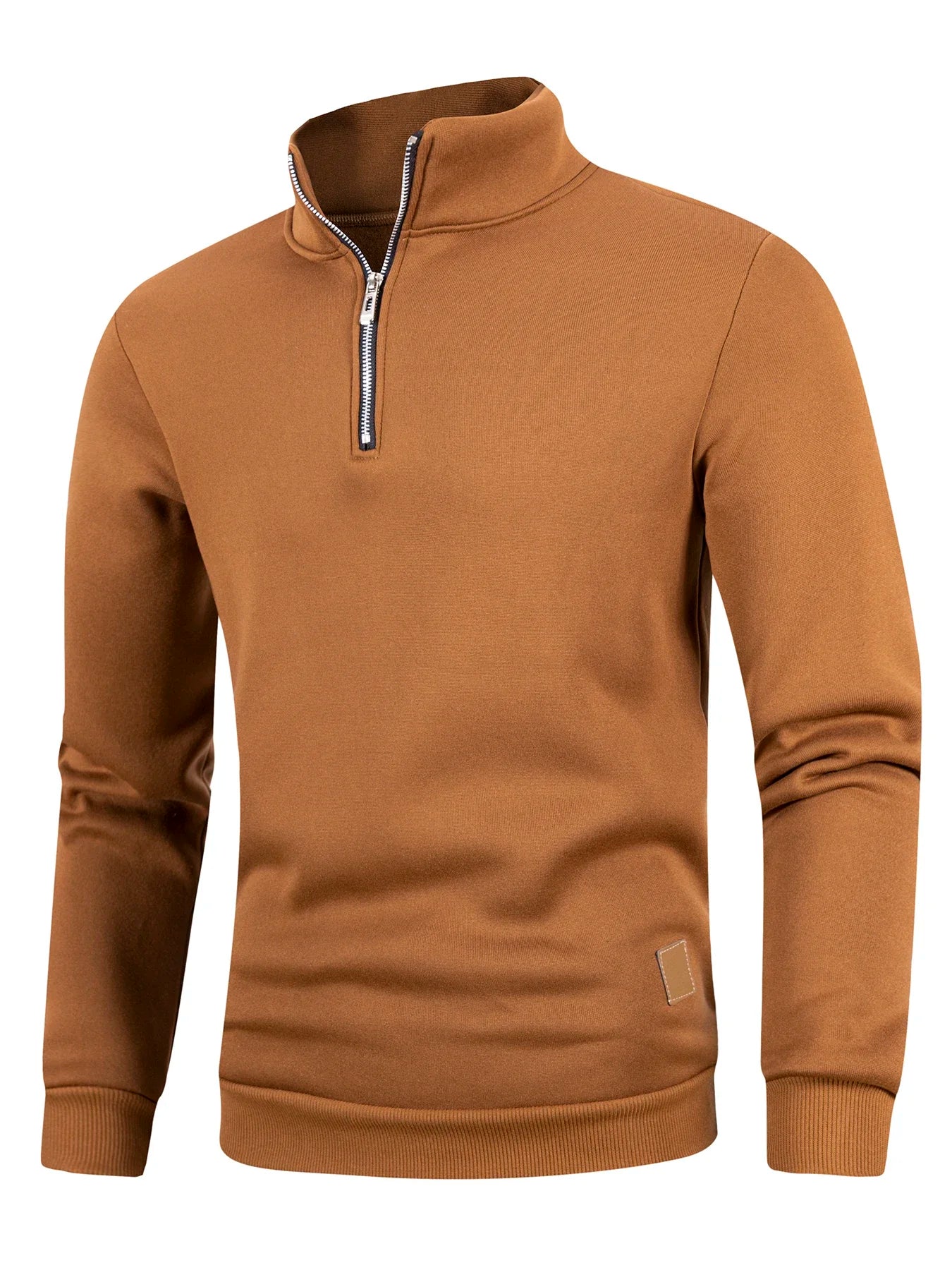 Men's Autumn Zipper Turtleneck Sweater - Solid Color Long Sleeve Warm Casual Pullover Sweatshirt Top