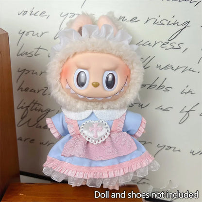 Labubu Pink Ribbon Dress - Cute Fairy Costume Outfit Accessory for 15/17cm Vinyl Doll