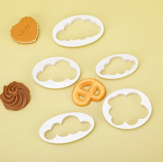 5PCS Cloud Fondant & Cookie Cutter Set – Plastic Cake Decorating Tools for Baking, Sugar Craft & Biscuit Molds