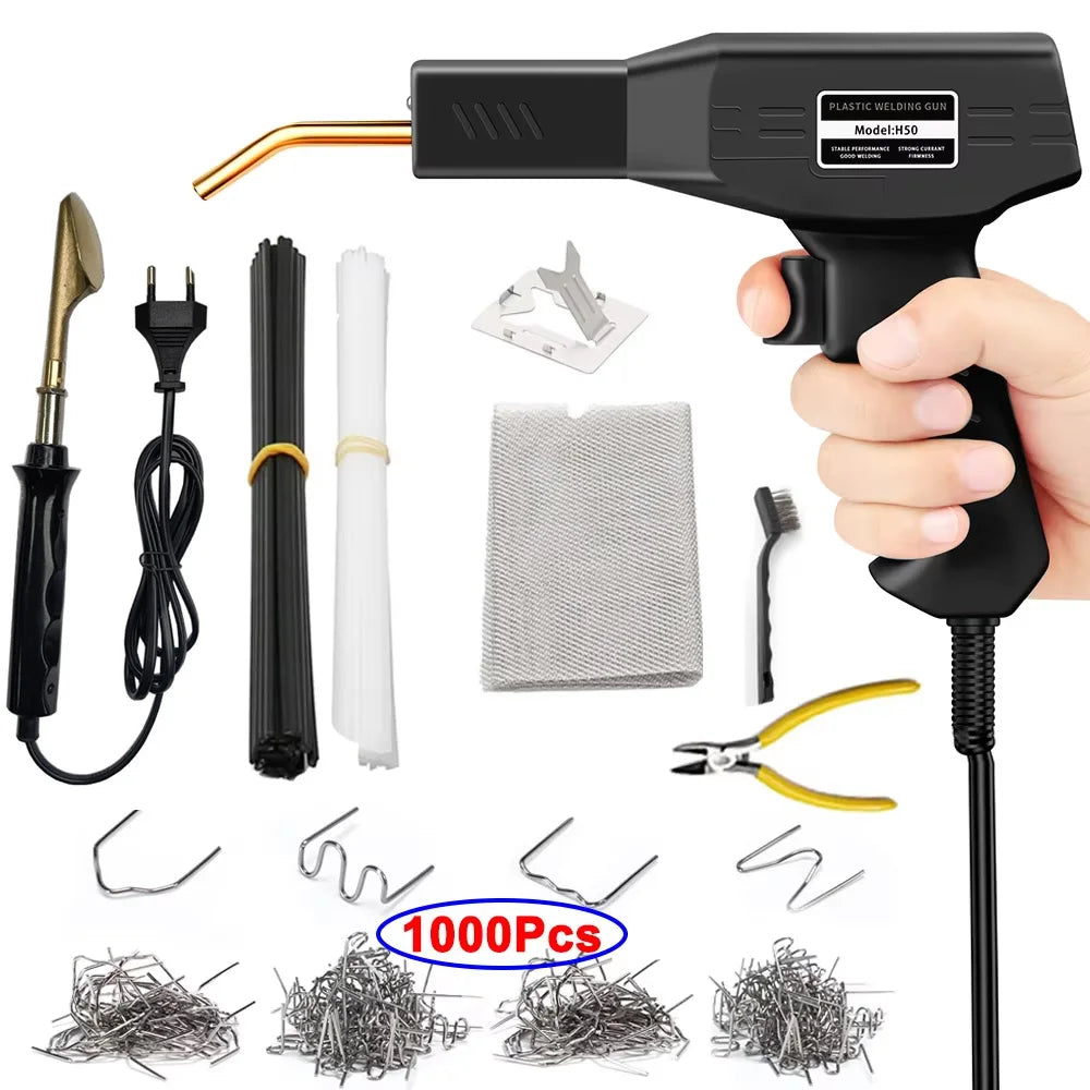 50W Plastic Welding Repair Kit - Hot Stapler & Bumper Soldering Gun for Car, PVC and Garage Repairs