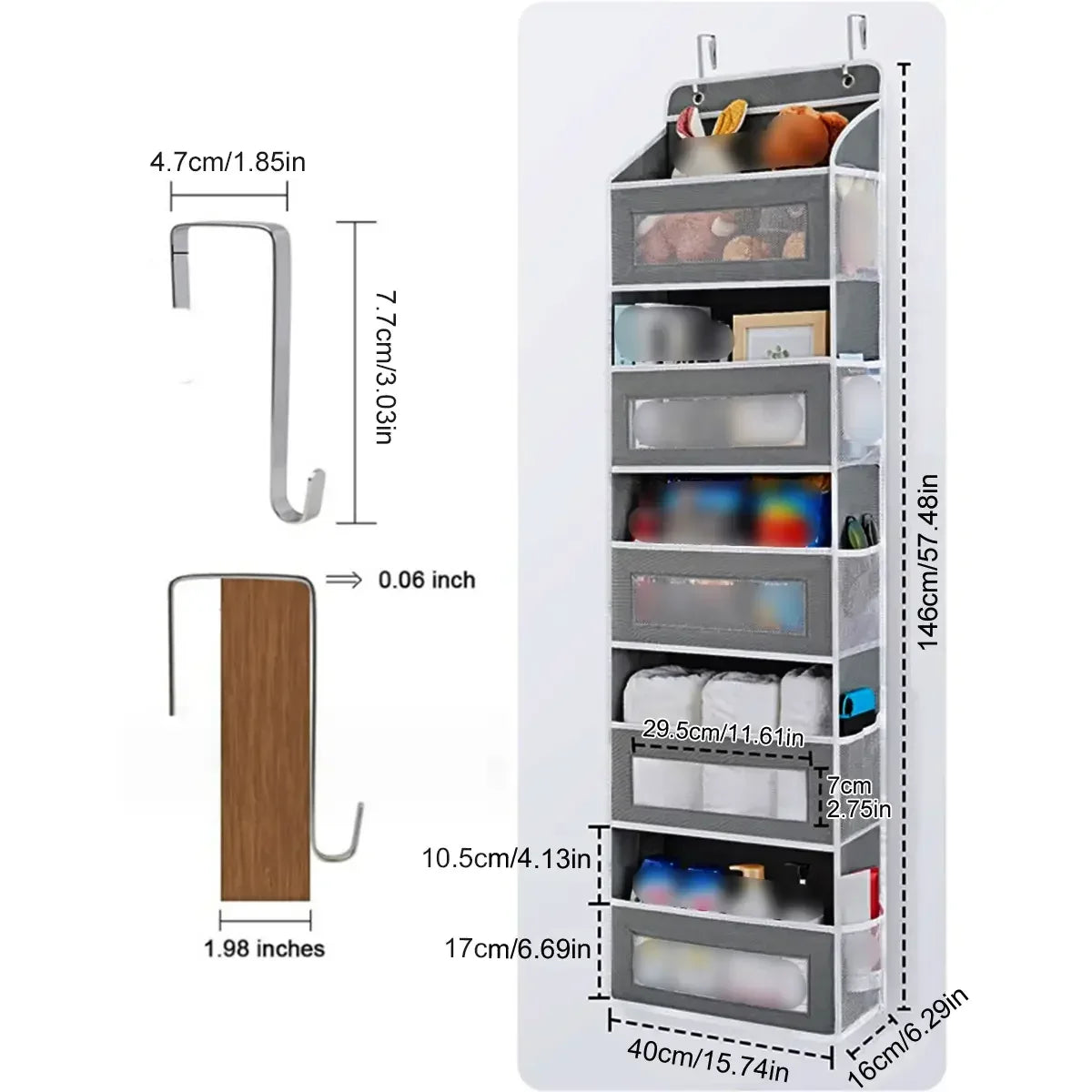 5-Layer Door Hanging Storage Organizer - Wall Mounted Space Saver for Camping, Bedroom & Closet Use