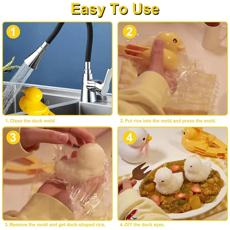 Duck Rice Mold Snowball Maker – Cute Animal Rice Ball Shaper with Handle for Kids & Winter Fun