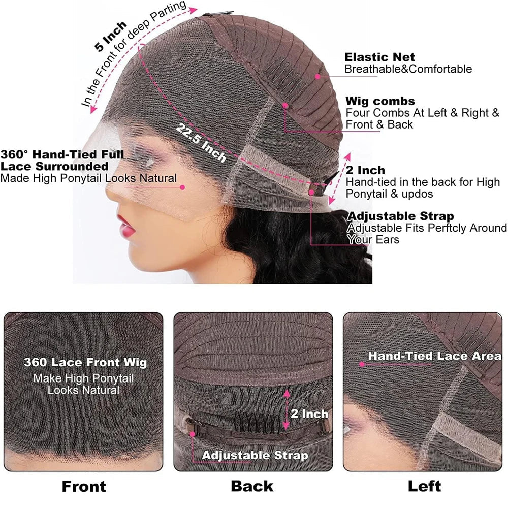 250 Density 360 Full HD Lace Front Human Hair Wig – 30 Inch Pre-Plucked Glueless Deep Curly Wave 13x6 Frontal Wig