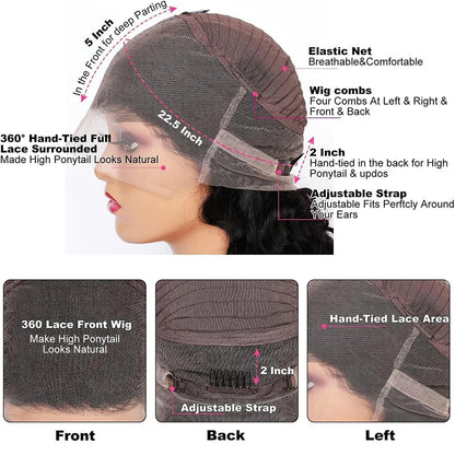 250 Density 360 Full HD Lace Front Human Hair Wig – 30 Inch Pre-Plucked Glueless Deep Curly Wave 13x6 Frontal Wig